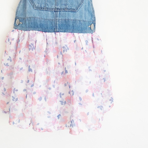 OshKosh Floral Denim Jumper Dress Size 3T - Picture 3 of 6